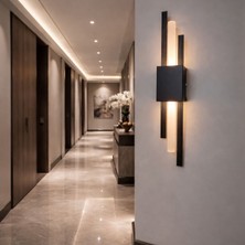 Nazik Aydınlatma Zarif Siyah Modern Günışığı Ledli Pilli ve Elektrikli 1ADET Duvar Apliği 1 Adet Pilli Aplik