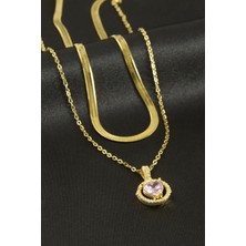 Esranın Dünyası Kalp Zirkon Taşlı Çelik Ikili Kolye RSBİJ34-ESRDNS