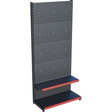 Raffar Antrasit Metal Delikli 2 Katlı Market Raf Sistemi | Hırdavat Rafı |  G90CM Yükseklik H220 Cm|