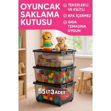 Loremp 55 Lt Antrasit Kilitli Tekerlekli Saklama Düzenleme 3 Adet