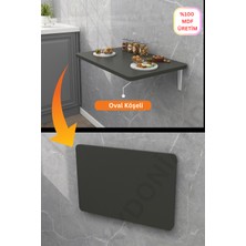 Kydonia Home 45X72 cm Oval Köşeli Duvara Monte Kırma Katlanır Masa