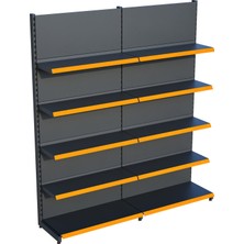 Raffar Antrasit Siyah Metal 5 Katlı 2'li Birleşik Katlı Market Raf Sistemi | Market Rafı |  G180CM Yükseklik H220 Cm|