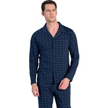 Over Sleep by Poleren Over Sleep 2312 Erkek Uzun Kol Önden Düğmeli Süprem Pijama Takım (M-L-Xl-Xxl)
