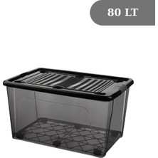 Loremp 80 Lt Tekerlekli Saklama Kutusu Kilitli, Gıda Temasına Uygun, Antrasit Depolama Kutusu