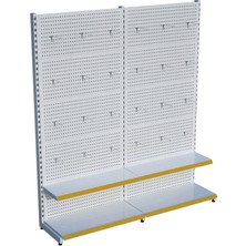 Raffar Beyaz Metal 2'li Birleşik 2 Katlı Market Raf Sistemi | Market Rafı | G180CM Yükseklik H220 Cm|