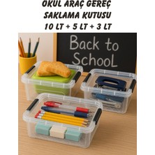 Loremp Kırtasiye Okul Araç Gerek Saklama Kutusu 10 Lt + 5 Lt + 3 Lt Şeffaf