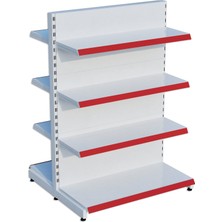 Raffar Beyaz Metal Çift Yönlü Orta Reyon 4 Katlı Market Raf Sistemi | Market Rafı | G90CM Yükseklik H140 Cm|