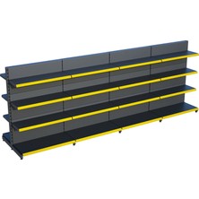 Raffar Antrasit Metal Çift Yönlü Orta Reyon 4 Katlı 4'li Birleşik  Market Raf Sistemi | Market Rafı | G360CM Yükseklik H140 Cm|