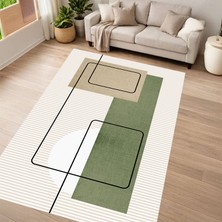 Kaymaz Yıkanabilir Dijital Baskılı Salon Halısı Yıldız Deri Geometrik AL4052