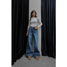 Havoş Mavi Puddle Effect Geniş Paça Jean