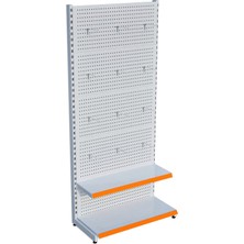 Raffar Beyaz Metal Delikli 2 Katlı Market Raf Sistemi | Hırdavat Rafı | G90CM Yükseklik H220 Cm|