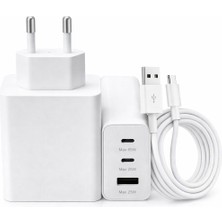 Zuidid ZDD-CH65 65W 2 PD + 1 USB Çıkışlı Ultra Hızlı Şarj Cihazı + 18W Micro Kablo