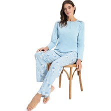 Over Sleep by Poleren Over Sleep 3308 Kadın Uzun Kol Büyük Beden Modal Süprem Pijama Takım (L-Xl-Xxl-3x