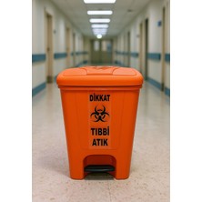 Loremp Tıbbi Atık Kutusu 25 Lt Pedallı Çöp Kutusu Turuncu Renk