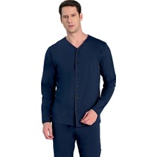 Over Sleep by Poleren Over Sleep 2313 Erkek Uzun Kol Büyük Beden Önden Düğmeli Pijama Takım I (L-Xl-Xxl-3xl)