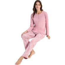 Over Sleep by Poleren Over Sleep 3309 Kadın Uzun Kol Modal Pijama Takım (M-L-Xl-Xxl)