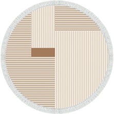 Kaymaz Yıkanabilir Dijital Baskılı Salon Halısı Yıldız Deri Saçaklı Yuvarlak Geometrik AL4050