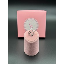 Alsem 925 Ayar Gümüş Kaplama Z Form Taşlı Minimal Ayarlanabilir Yüzük , Kadın Mızrak Uçlu Yüzük