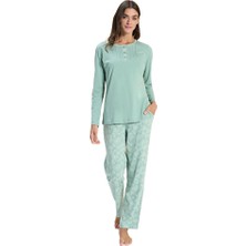Over Sleep by Poleren Over Sleep 3312 Kadın Uzun Kol Büyük Beden Modal Pijama Takım (L-Xl-Xxl-3xl)