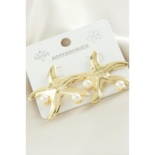 Esranın Dünyası Deniz Yıldızı Metal Inci Küpe RSBİJ34-ESRDNS