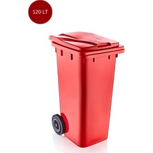 Loremp Çöp Konteynırı Kapaklı ve Tekerlekli Dayanıklı Plastik 120 Lt Turuncu Renk