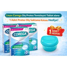 Corega Diş Protez Temizleyici 30 Tablet - 3 Adet -Diş Protez Saklama Kutusu Hediyeli