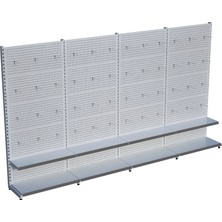 Raffar Beyaz Renk Metal 4'lü Birleşik 2 Katlı Market Raf Sistemi | Market Rafı | G360CM Yükseklik H220 Cm|