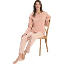 Over Sleep by Poleren Over Sleep 3311 Kadın Uzun Kol Büyük Beden Modal Pijama Takım (L-Xl-Xxl-3xl)
