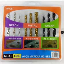 Özgürce 9 Parça Çok Amaçlı Matkap Uç Seti, Beton, Metal ve Ahşap Için