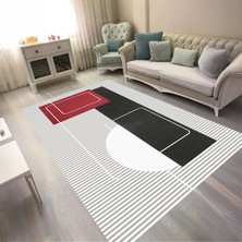 Kaymaz Yıkanabilir Dijital Baskılı Salon Halısı Trend Geometrik AL4052
