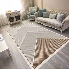 Kaymaz Yıkanabilir Dijital Baskılı Salon Halısı Trend Geometrik AL4048