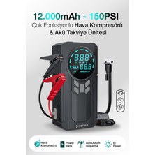 Özgürce Taşınabilir Dijital Hava Kompresörü ve Powerbank, 150 Psı, 12.000 Mah