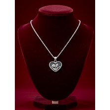 Silvari Silver Kalp Melek Figürlü Parlak Unisex Tasarım 925 Ayar Gümüş Kolye