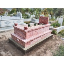 Premium Mezar,kırmızı Traverten 5cm Kalınlık,köşebent Baglantılı Model Kabir Doğaltaşürün Dış Mekan