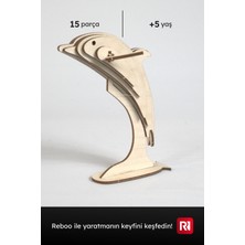 Reboo Ahşap Yunus 3D Puzzle Boyama Seti – 15 Parça, 6’lı Boya ve Fırça Dahil Eğitici Aktivite Oyuncağı