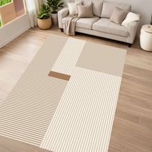 Kaymaz Yıkanabilir Dijital Baskılı Salon Halısı Yıldız Deri Geometrik AL4050