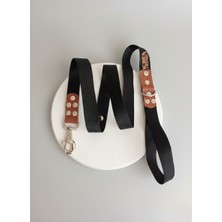 Balkonda Köpek Gezdirme Kayışı Tasması 2,5 cm Genişlik Düz Renk Kolon Kordon Siyah