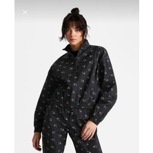 Nike Sportswear Air Allover Printed Mod Crop Woven Quarter-Zip Bol Kalıp Baskılı Siyah Kadın Ceket  DV8066-010