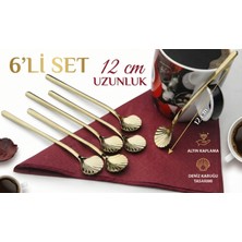 Lovyco 6 Lüx Gold Çay Kaşığı Seti 12CM Paslanmaz Çelik Kahve Nescafe Sunum İçin 6 Kişilik Kutulu