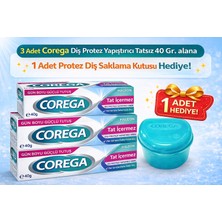 Corega Tatsız Diş Protez Yapıştırıcı 40GR -3 Adet -Diş Protez Saklama Kutusu Hediyeli