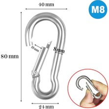 Karabina 8 mm Yaylı Kanca Paslanmaz Çelik Kilit Olta Dağcılık Kamp Malzemeleri Salıncak Anahtar Askı Kilidi 5 Adet