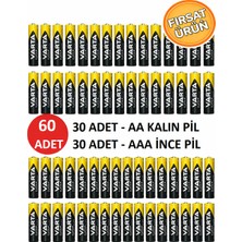 60'li Kalem Pil Seti – 30 Adet Aa Kalın + 30 Adet Aaa Ince Pil Güçlü Performanslı Seri