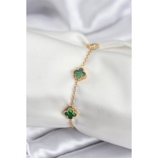 Esranın Dünyası 316L Çelik Gold Renk Yeşil Baby Boy Yonca Kadın Bileklik RSEBJ34-ESRDNS