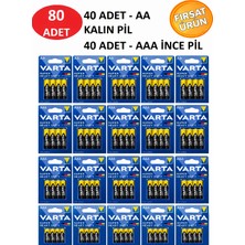 Super Heavy Duty Toplam 80 Adet Özel Pil Paketi - 40 Adet Ince Pil + 40 Adet Kalın Pil