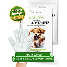 Greenwich Dokulu Eldiven Mendil 6 Adet | Yüz Göz Kulak Ağız Pati Popo Temizliği | Tek Kullanımlık Kedi Köpek