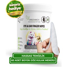 Göz Kulak Büyük Boy Parmak Mendil 60 Adet | Kir Temizleyici | Kedi Köpek | Nano Gümüş Içermez
