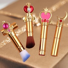 Eda Luxury Beauty 4'lü Özel Kapaklı Makyaj Fırçası Seti Altın Renkli Süslü Kontür Fondöten Allık Pudra Gold Kabuki Makeup Brushes Set