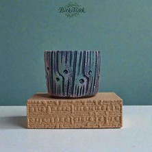 Kütük Dokulu Beton Saksı 14CM×11CM /bitkitürk Tasarım