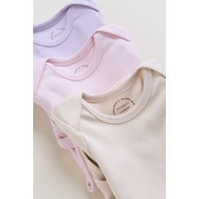 Bondberro 3'lü Set %100 Pamuk Kız Çocuk Zarf Yaka Zıbın Düz Tema ile Rahat Kullanım