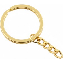 Orhan Çanta 100 Adet Gold Ezme Anahtarlık Halkası - 2.5 cm Metal Halka Zincirli Montaj Seti - Modern Makrome Aparatı